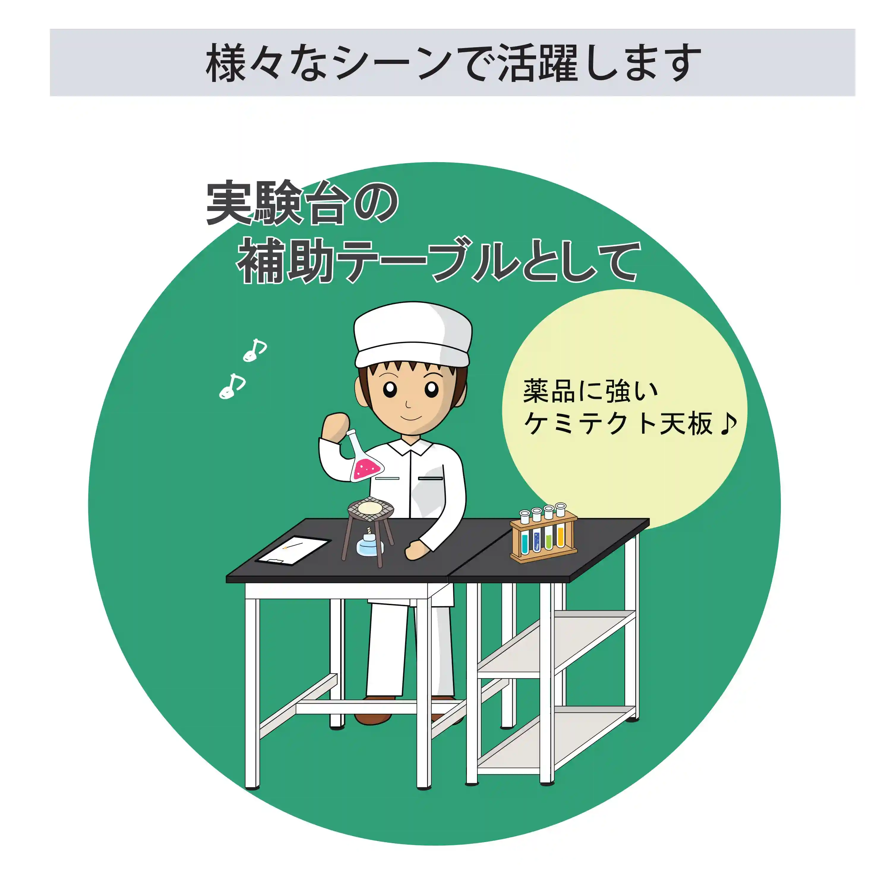 天板付きラボワゴン固定式 H738㎜